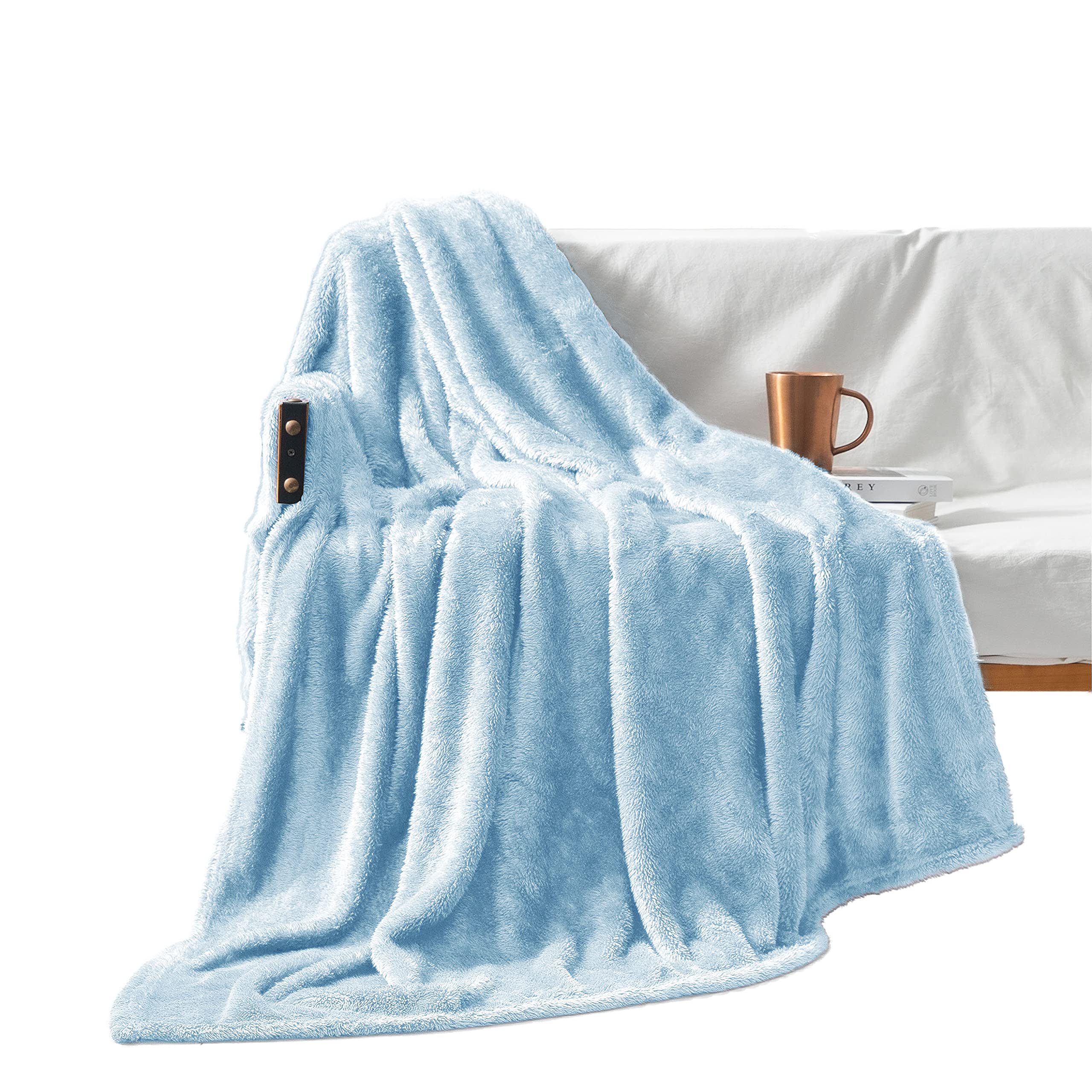 Exclusivo Mezcla Plush Extra Large Fleece Throw Blanket For Couch,Bed And Sofa (50X70 Inches, Baby Blue) Soft, Warm, Lightweight