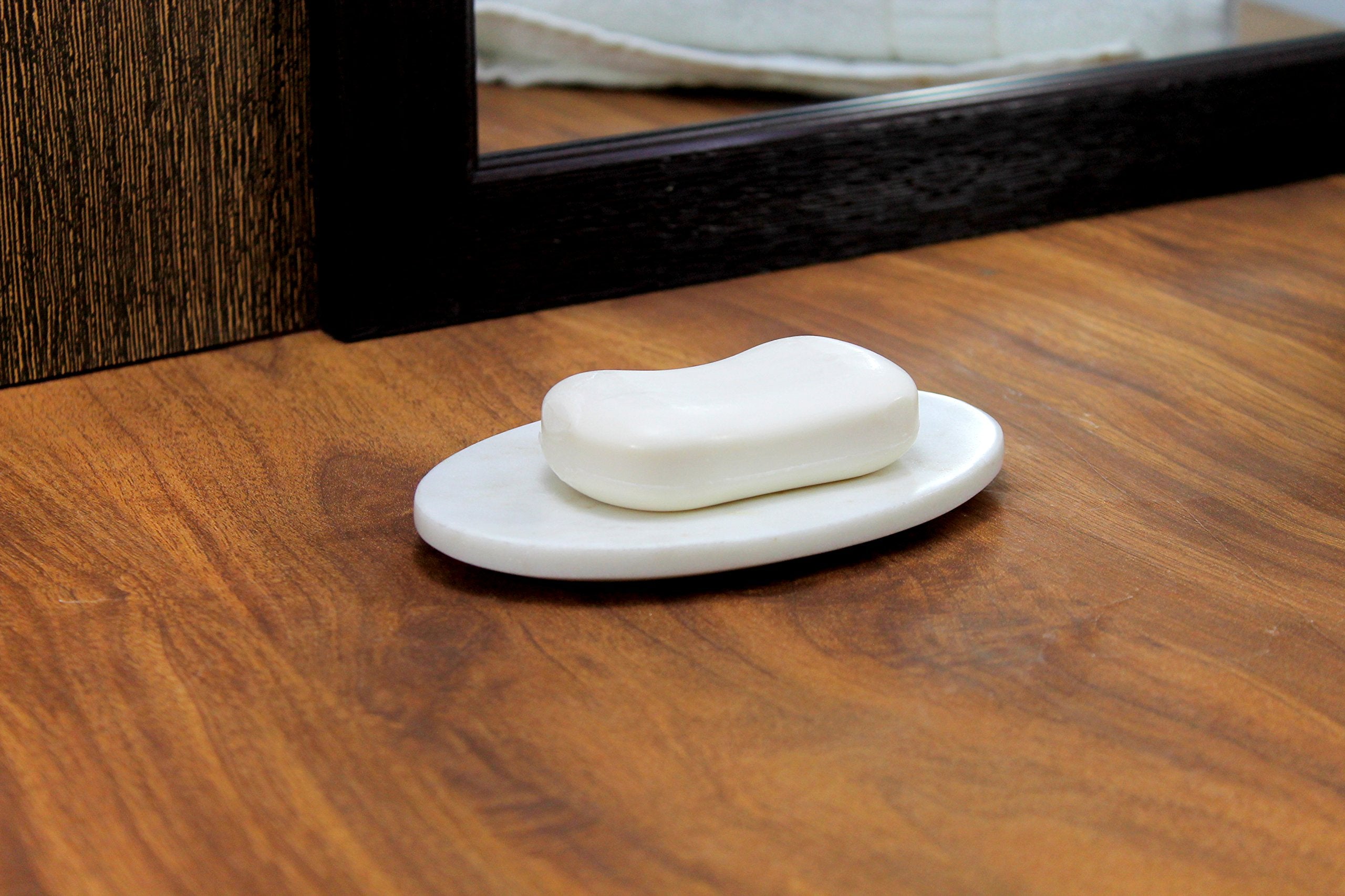 Kleo White Marble Stone Soap Dish Soap Holder Bath Accessories Bathroom Accessories (Oval)