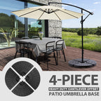 SUPER DEAL 4-Piece Cantilever Offset Patio Umbrella Base - Heavy Duty Round Stand, Water/Sand Filled, Easy Carry Handles, Black