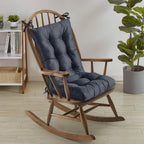 Sweet Home Collection Rocking Chair Cushion Premium Tufted Pads Non Skid Slip Backed Upper And Lower With Ties, 2 Piece Set, Nav