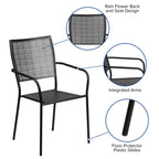Flash Furniture Commercial Grade Black Indoor-Outdoor Steel Patio Arm Chair With Square Back