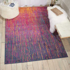 HomeRoots Multicolor 100% Polypropylene 7’ x 10’ Rainbow Abstract Striations Area Rug