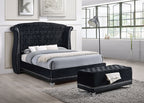 Coaster Home Furnishings Barzini Modern Classic Velvet Upholstered Queen Size Wingback Bed Frame Platform Bed 63-inch Headboard Black 300643Q