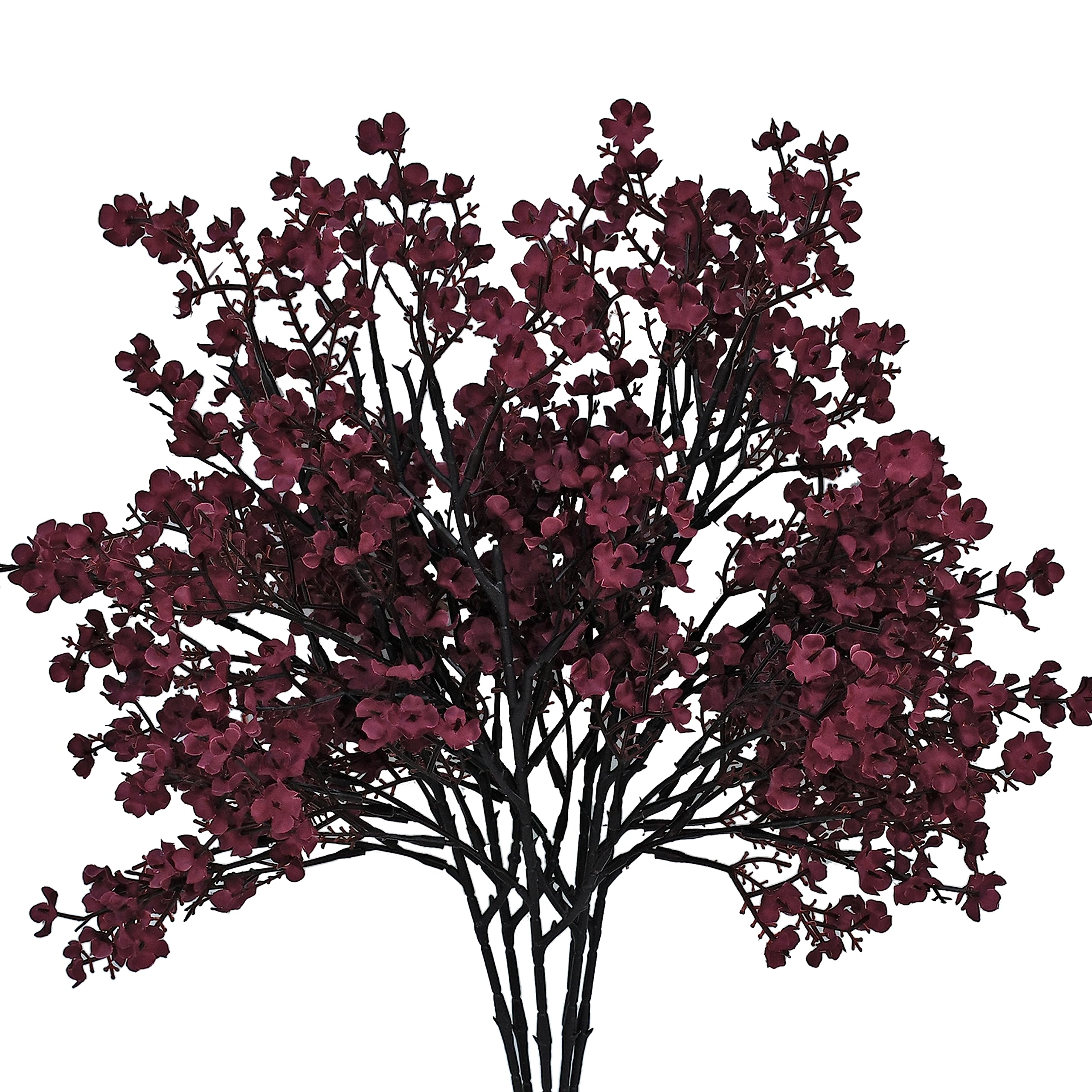 Mandys 6pcs Burgundy Artificial Flowers Silk Fall Flowers Babys Breath Gypsophila 18.7 for Home Kitchen Decor