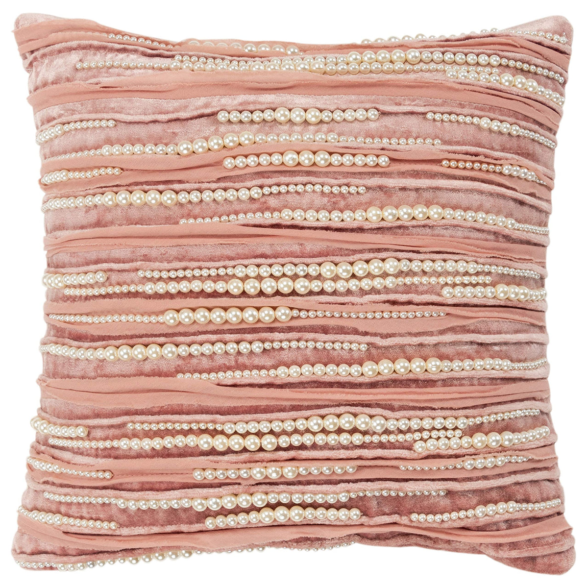 Rizzy Home Stripe 12&quot; x 12&quot; Viscose/Cotton Pillow Cover in Blush