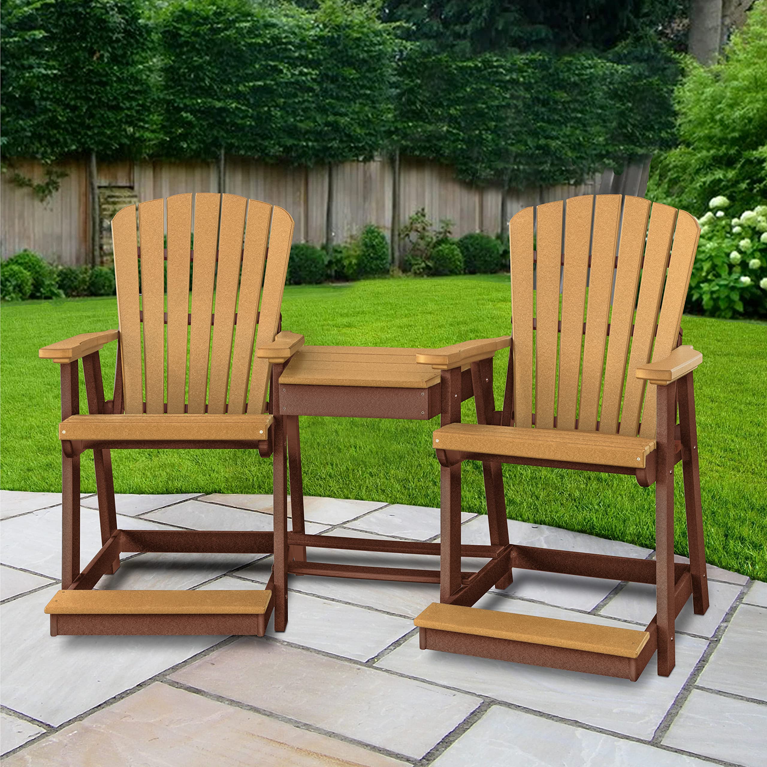 American Furniture Classics Counter Height Settee Table Combo, Cedar and Tudor Brown