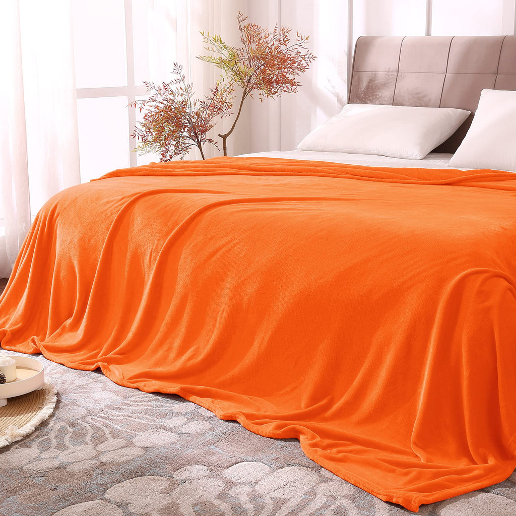 Bedelite Fleece Blankets 108 Inch X90 Size Orange Throw Blankets For Bed & Couch,Plush Cozy Fuzzy Blanket, Super Soft & Warm Lig