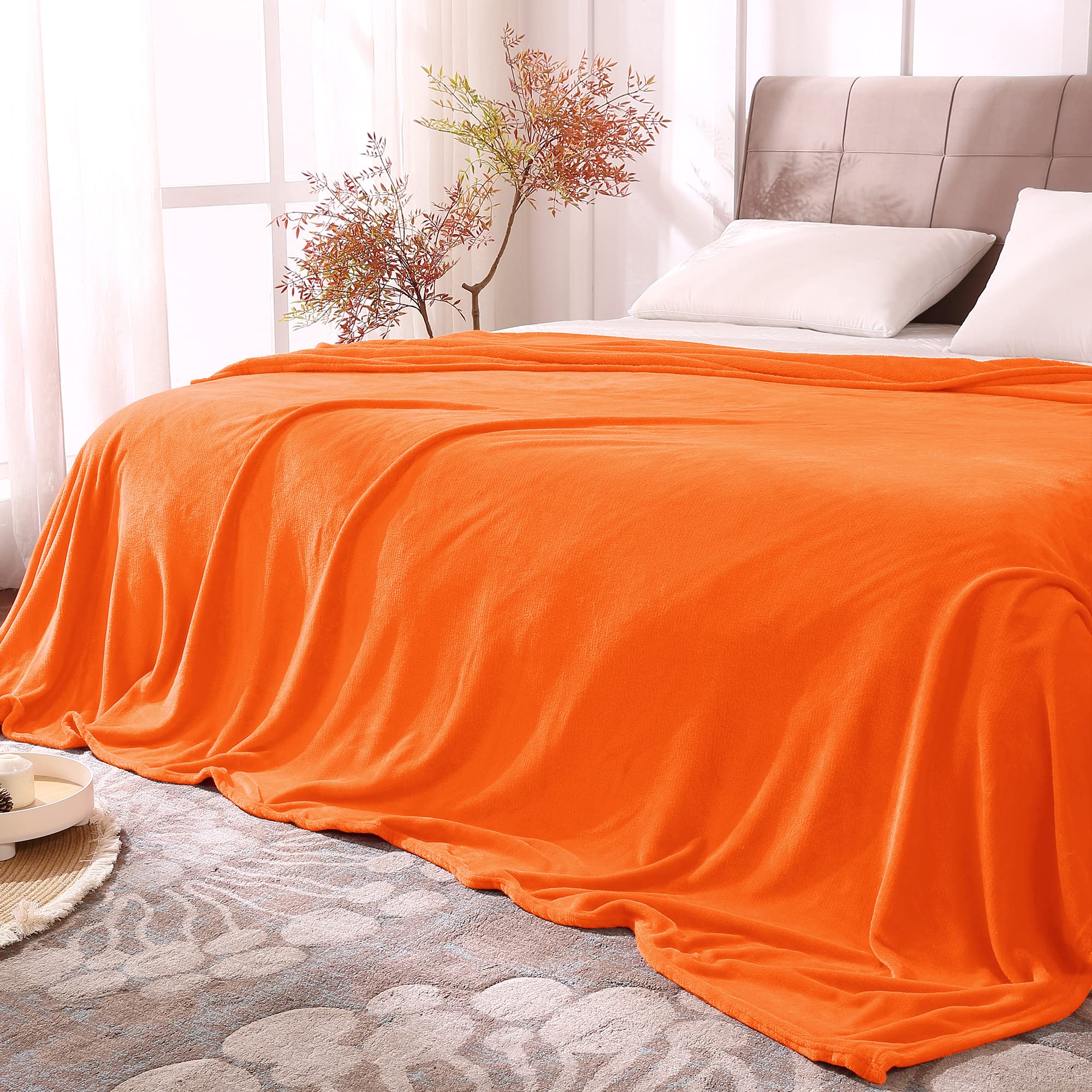 Bedelite Fleece Blankets 108 Inch X90 Size Orange Throw Blankets For Bed & Couch,Plush Cozy Fuzzy Blanket, Super Soft & Warm Lig