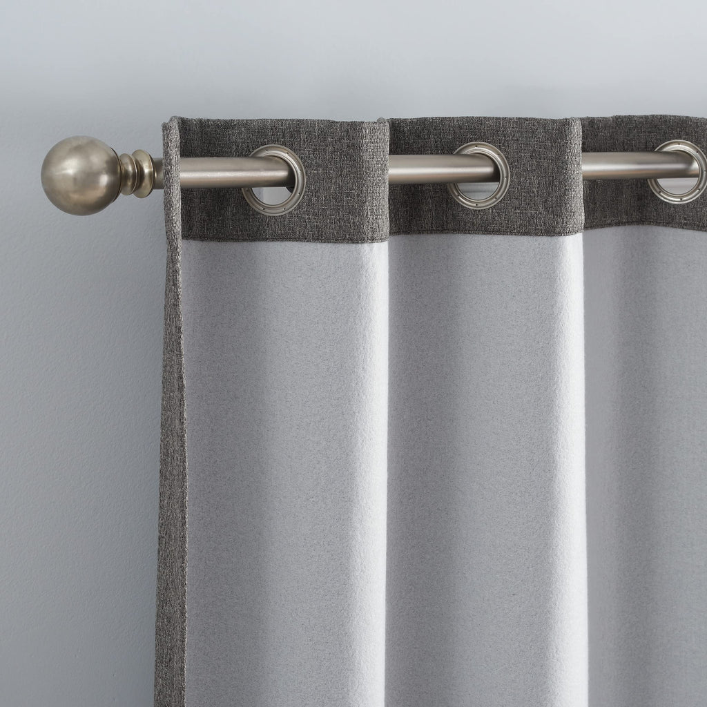 Eclipse Carter Draftstopper Light Filtering Grommet Lined Window Curtains For Living Room (2 Panels), 37 In X 84 In, Charcoal