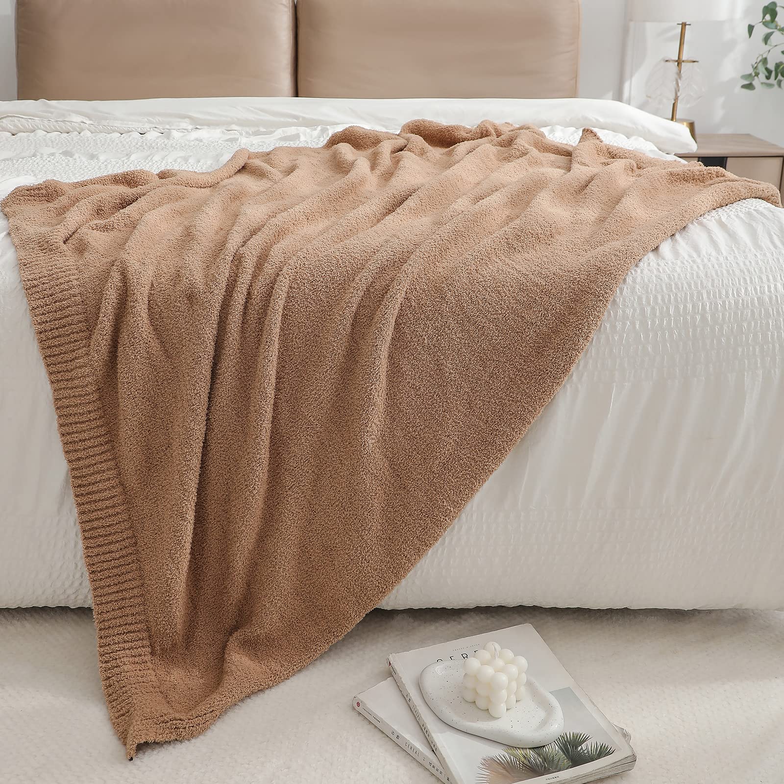 Bearberry Super Soft Fluffy Throw Blanket Lightweight Cozy Warm Throw Blankets For Couch Bed Sofa All Season (Camel, 53   X71
