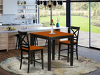 East West Furniture PBQU3-BLK-W 3 Piece Counter Height Dining Table Set Contains a Square Kitchen Table and 2 Dining Chairs, 36x36 Inch, Black & Cherry