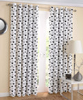 AIRWILL White & Black Printed Pattern Cotton Window Curtains 4X5Ft Pack of 2 Pieces, LightFiltering, Grommet Curtains