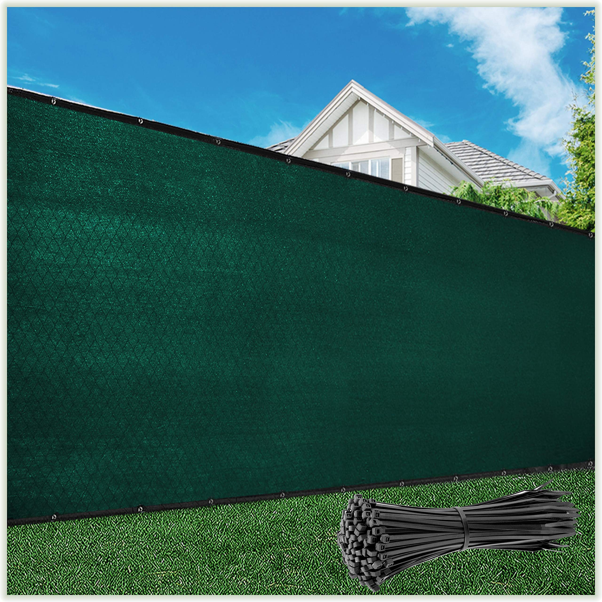 Colourtree Customized Size Fence Screen Privacy Screen Green 4' X 2' - Commercial Grade 170 Gsm - Heavy Duty - Cable Zip Ties In