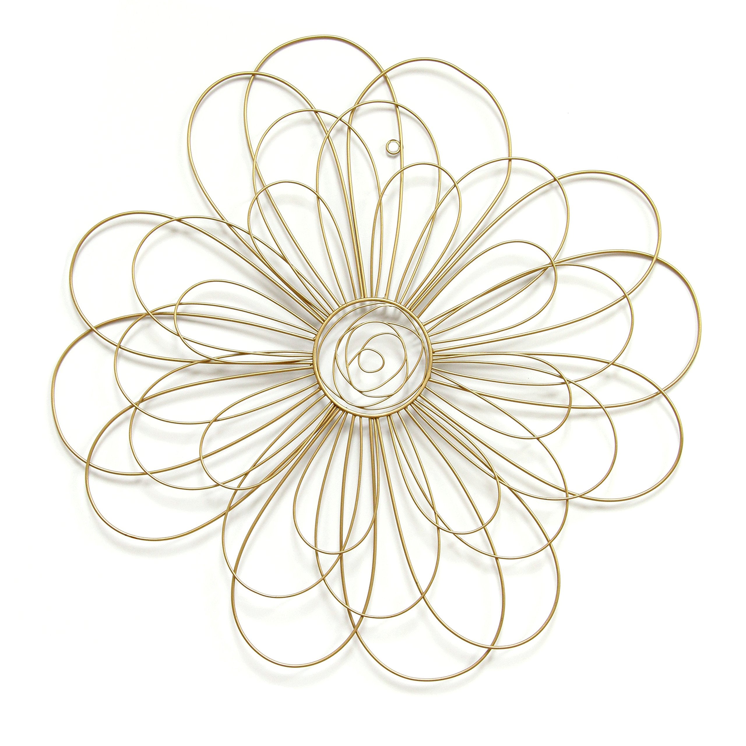 Stratton Home Décor S07729 Wire Flower Wall Decor, 21.50 W X 0.50 D X 21.50 H, Gold