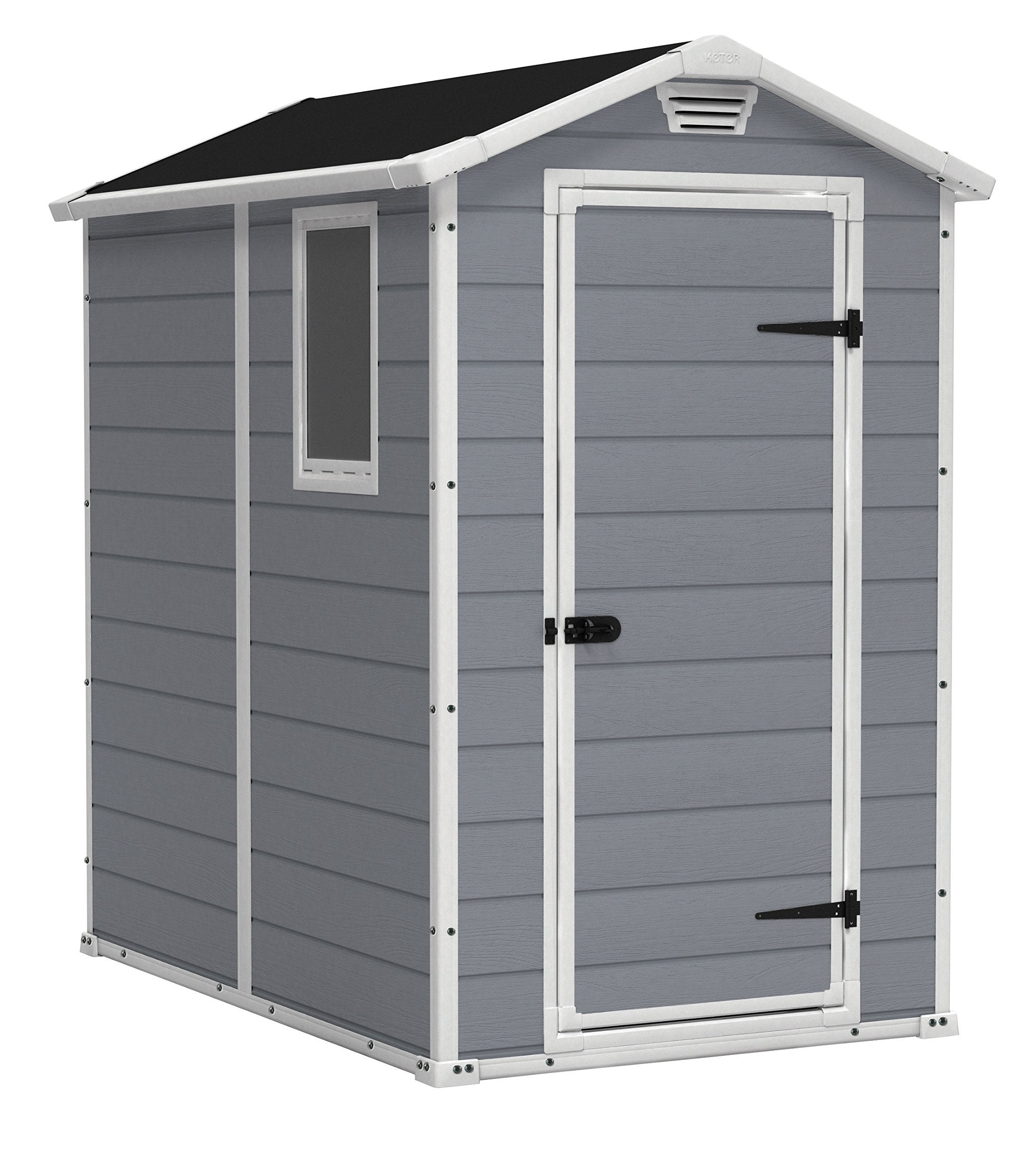 Keter Manor 4X6 Resin Outdoor Storage Shed Kit-Perfect To Store Patio Furniture, Garden Tools Bike Accessories, Beach Chairs And