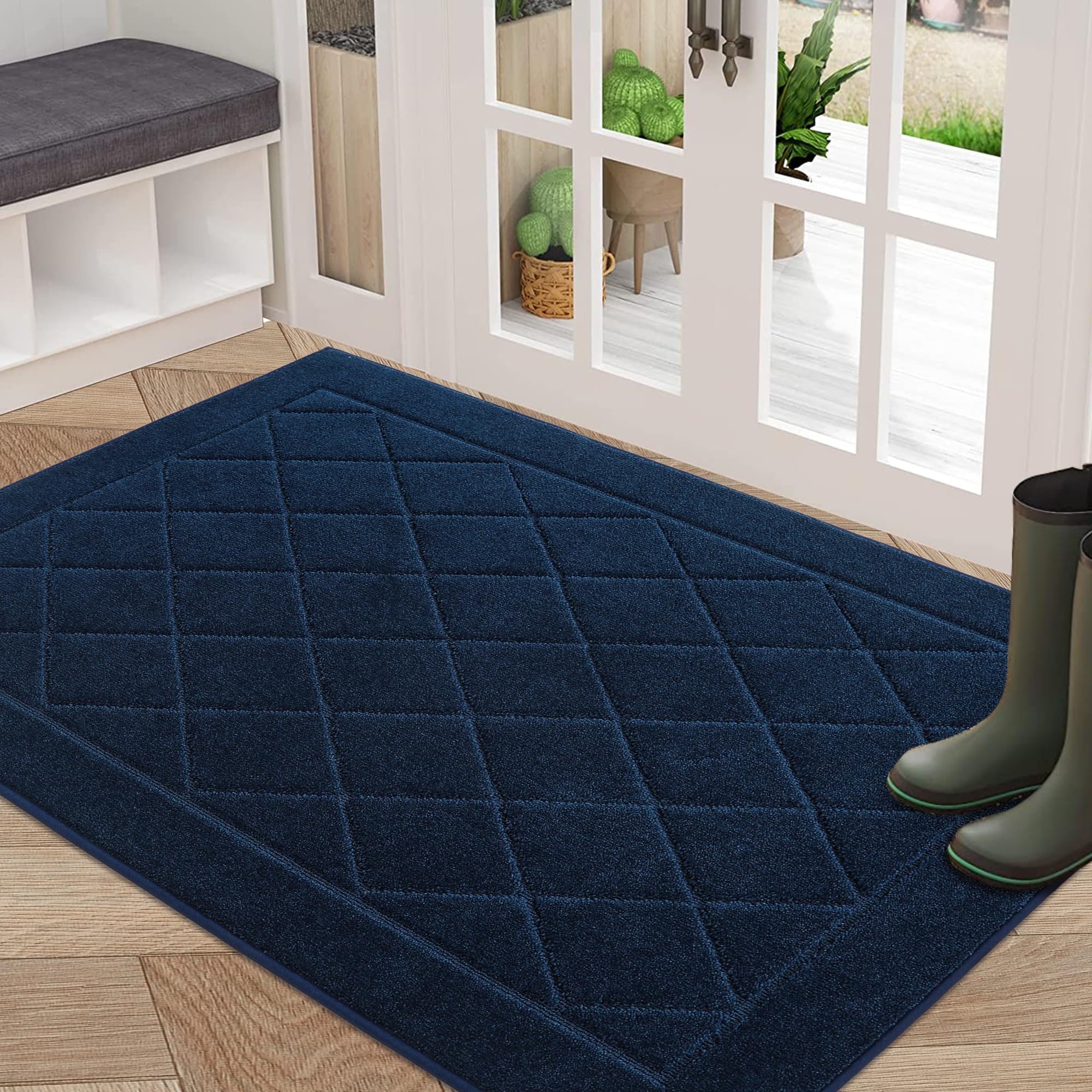 BEQHAUSE Dirt Trapper Door Mat 32'' x 48'', Non-Slip Machine Washable Entryway Rug, Dog Door Mat Indoor, Stain Resistant and Abs