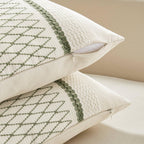 Zeemart 2 Packs Cotton Boho Lumbar Throw Pillow Covers 12X20 Inch Grid Green, Soft Farmhouse Decorative Couch Pillow Cases Sage Green Cushion Covers For Sofa Bed Living Room Home Decor