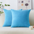 Home Brilliant Teal Throw Pillow Covers Pack Of 2 Supersoft Striped Textured Velvet Corduroy Decorative Throw Pillow Cases Throw