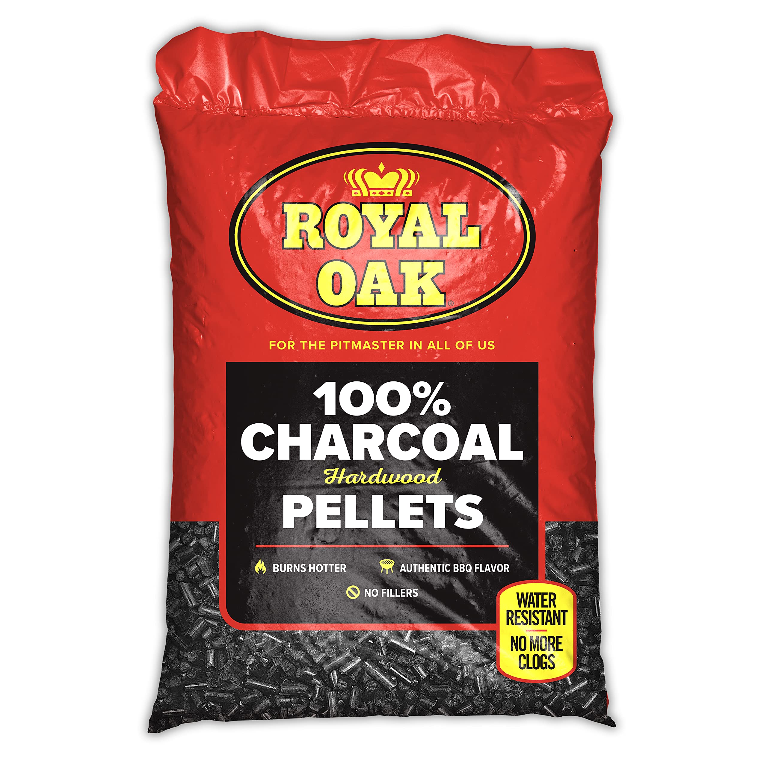 Royal Oak 100 Percent Charcoal Hardwood Pellets For Real Bbq Flavor, Grilling And Smoking, High Heat, Resists Water, Easy To Cle