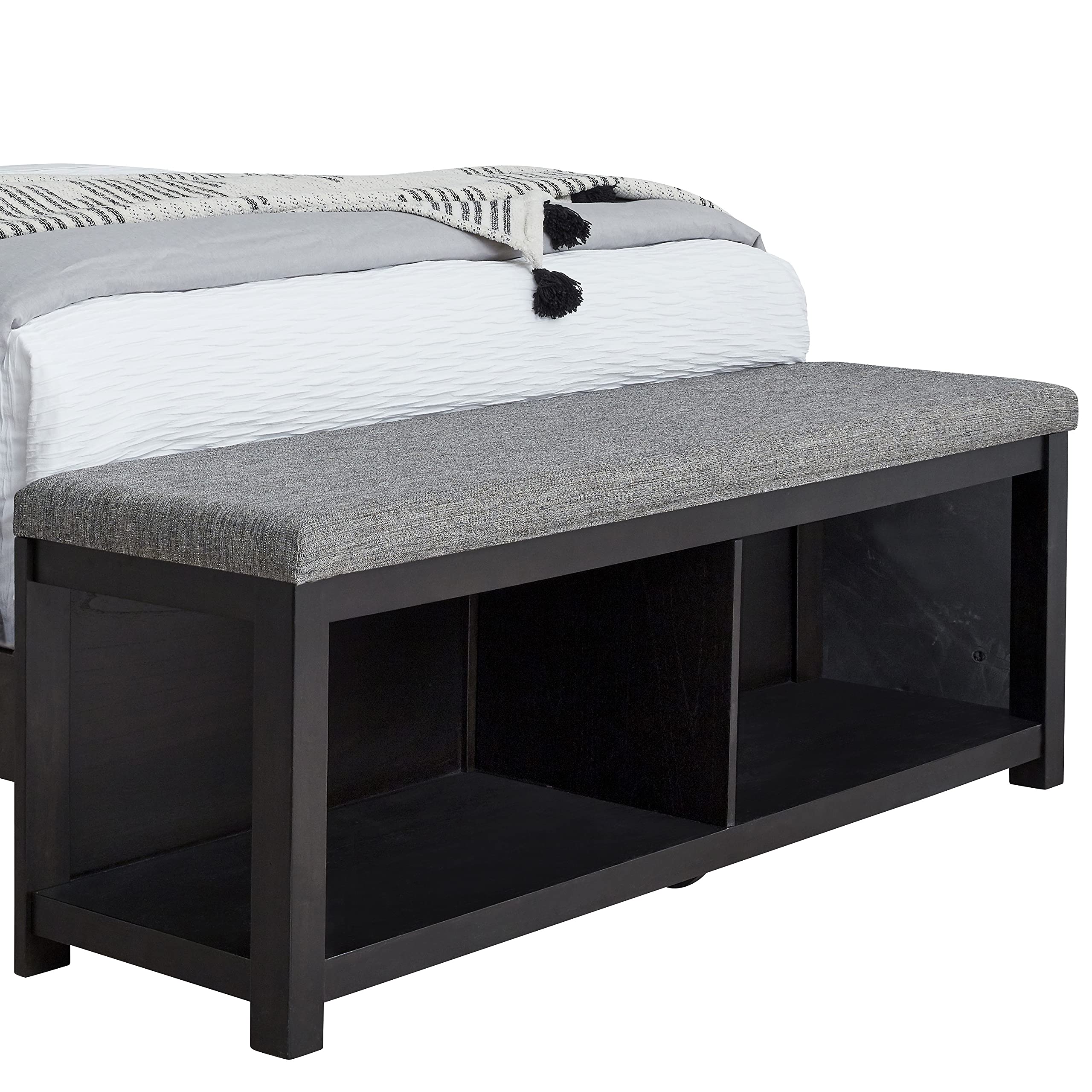 Progressive Furniture Foxfire King Panel Bed w/Footboard Bench Midnight Black