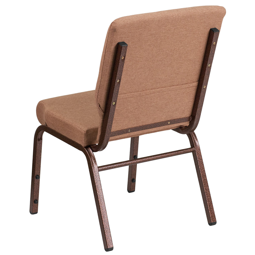 Flash Furniture Hercules Series 18.5''W Stacking Church Chair In Caramel Fabric - Copper Vein Frame