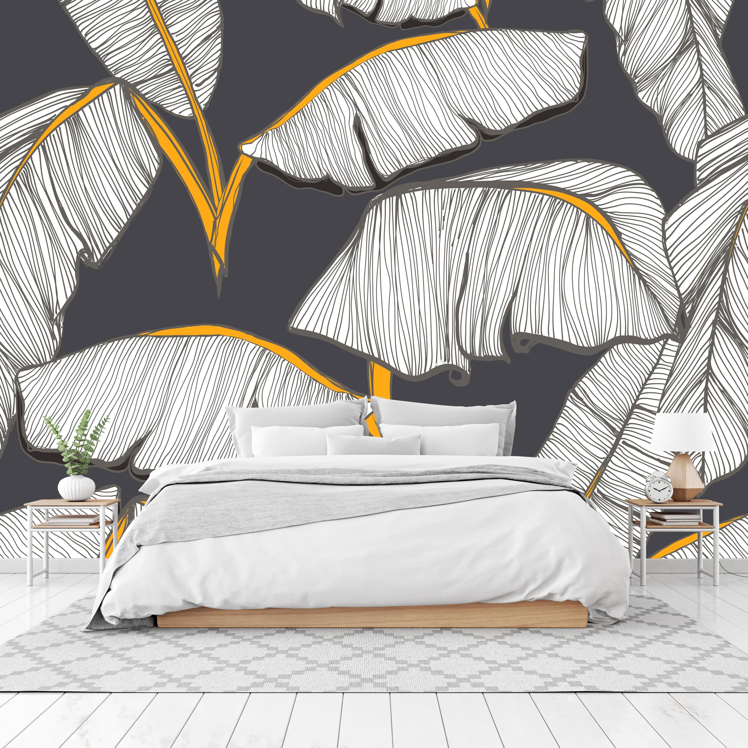 Cliouar-Tropical Plant Banana Leaf wall Mural wallpaper-178 x 117(Not Peel and Stick)