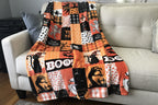 Halloween Blanket Throw: Patchwork Decor Witch Jack O Lantern On Soft Velvet Fleece For Sofa Bed Couch Chair For Adults Kids