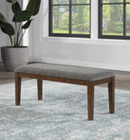Steve Silver Furniture Quinn Upholstered Seat Wood Bench, Dining Room, Hallway, or Bedroom, Transitional Style, Natural Chestnut Finish, Brown