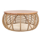 Npd Furniture And More Iris Rattan Round Coffee Table, Honey Brown