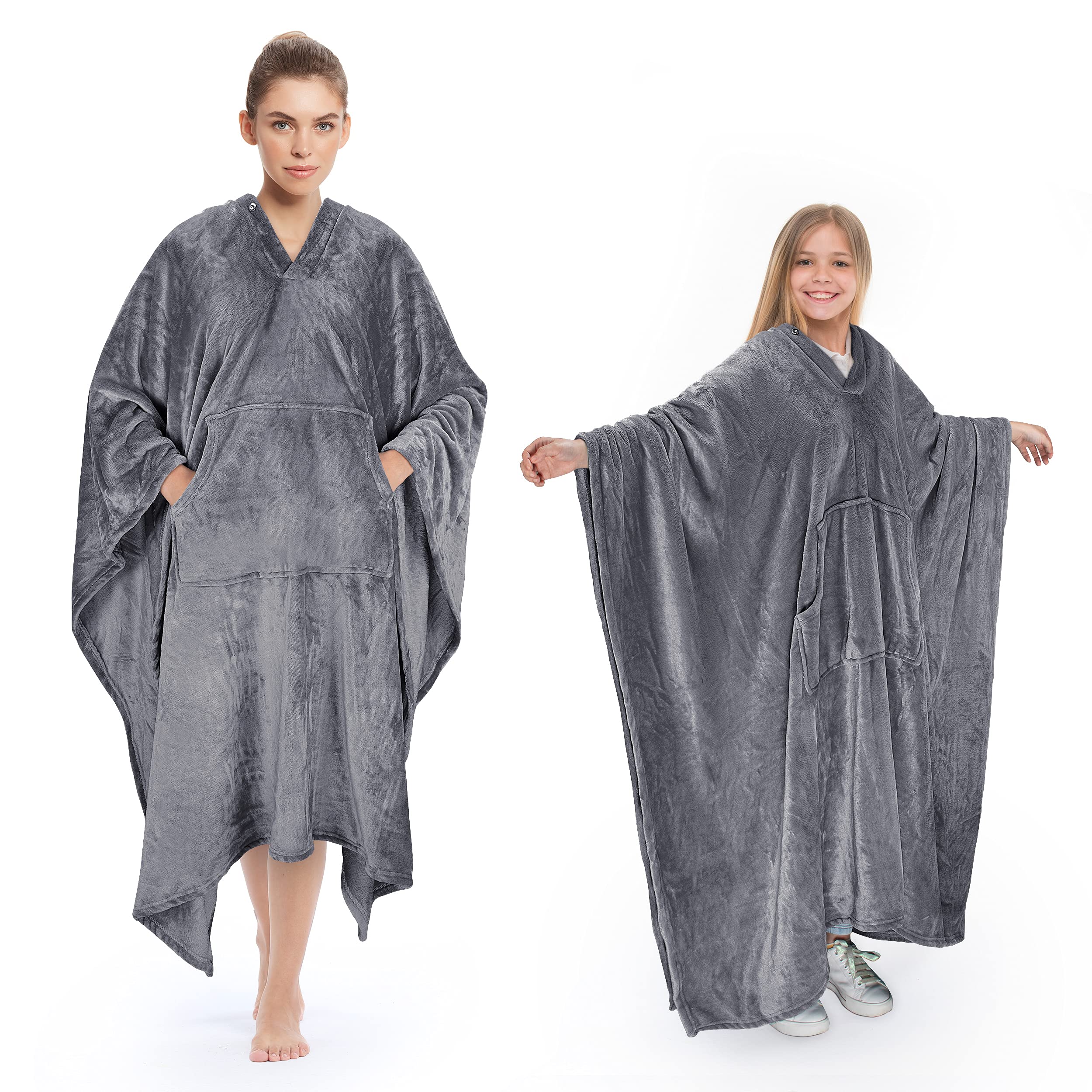 Poncho Blanket Super Soft Comfy Plush Wearable Fleece Blankets Gift For Adult Women Men Kids Throw Wrap Cover Indoors & Outdoors