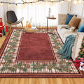 RUGSREAL Christmas Area Rug 9x12 Washable Rug Xmas Pine Cones Rug Ultra Thin Soft Rug Non Shedding Indoor Floor Carpet for Entry