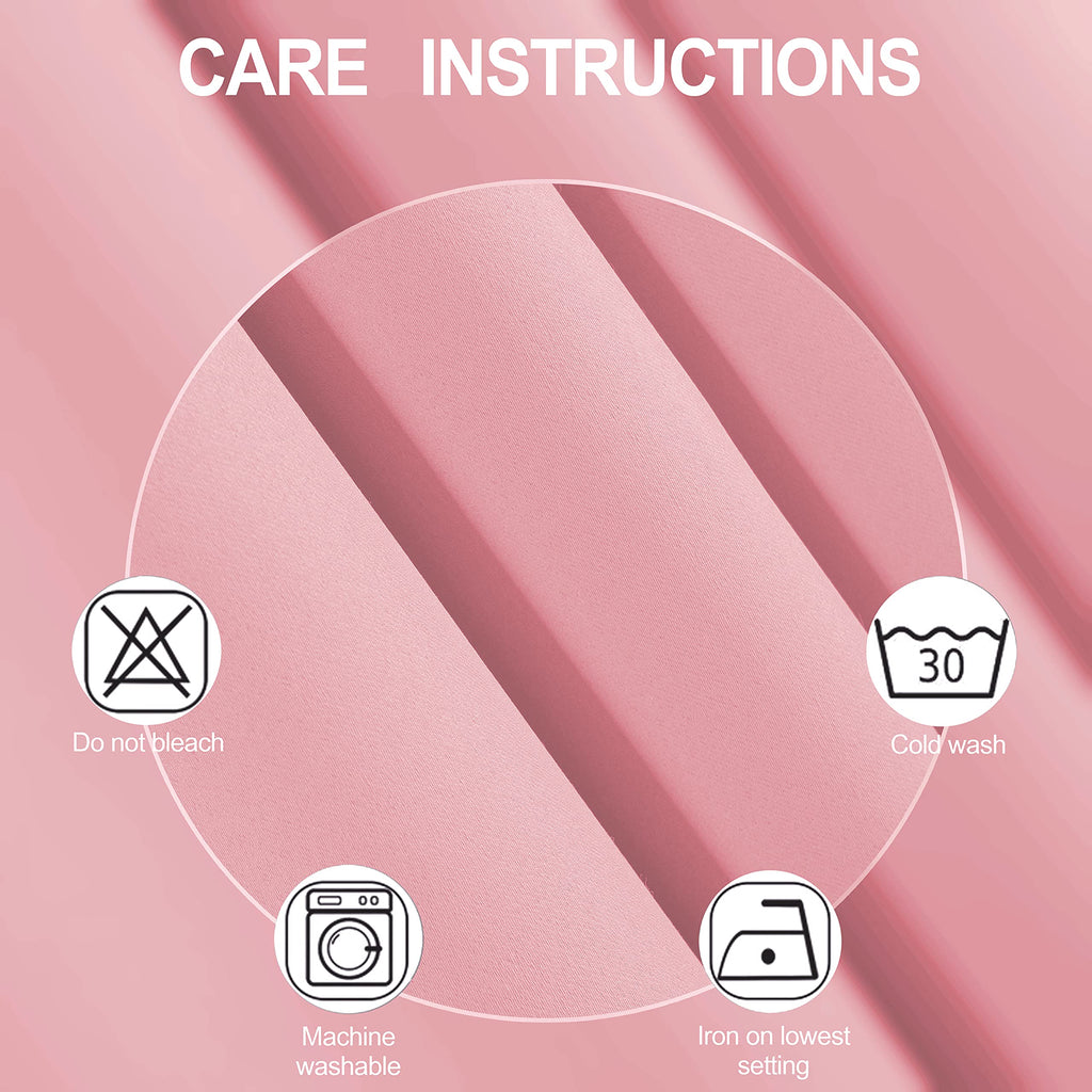 Lemomo 100% Blackout Curtains 40 X 84 Inch/Pink Curtains 2 Panels With Black Lining Room Darkening Thermal Insulated Bedroom Cur