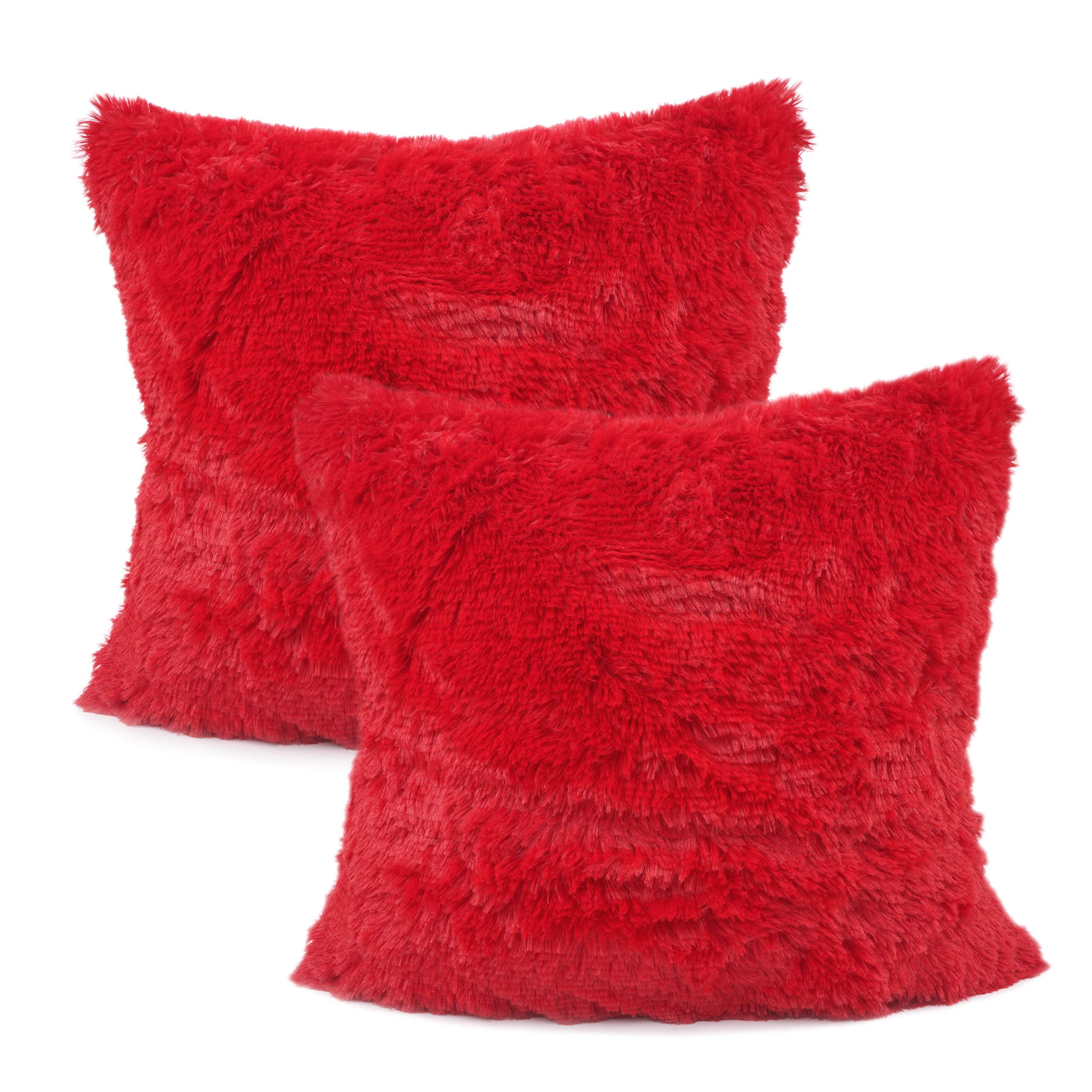 Your Smile Pack Of 2, Christmas Decorative New Luxury Series Merino Style Faux Fur Throw Pillow Case Cushion Cover 18' X 18'(R