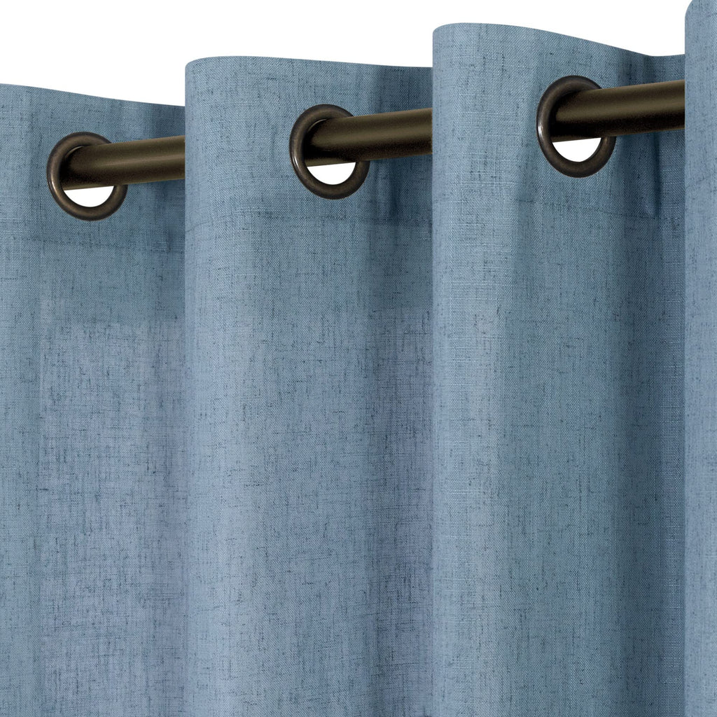 Koufall Stone Blue Bronze Grommet Linen Blend Sheer Curtains For Living Room Bedroom 52X96 Inch Length