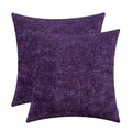 Calitime Pack Of 2 Cozy Throw Pillow Covers Cases For Couch Sofa Home Decoration Solid Dyed Soft Chenille 20 X 20 Inches Plum Pu