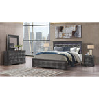 Global Furniture Usa Pompei Metallic Grey King Size Bed W/Led Light Sleigh