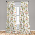 Ambesonne English Garden Curtains, Repetitive Floral Pattern With Vintage Different Flowers Bouquet, Window Treatments 2 Panel S