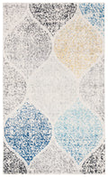 SAFAVIEH Madison Collection Accent Rug - 23 x 4, Ivory & Blue, Glam Ogee Trellis Distressed Design, Non-Shedding & Easy Care, 
