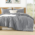 Litanika California King Size Comforter Set Medium Gray, 3 Pieces Chevron Tufted Bedding Set & Collections, All Season Bed Set (