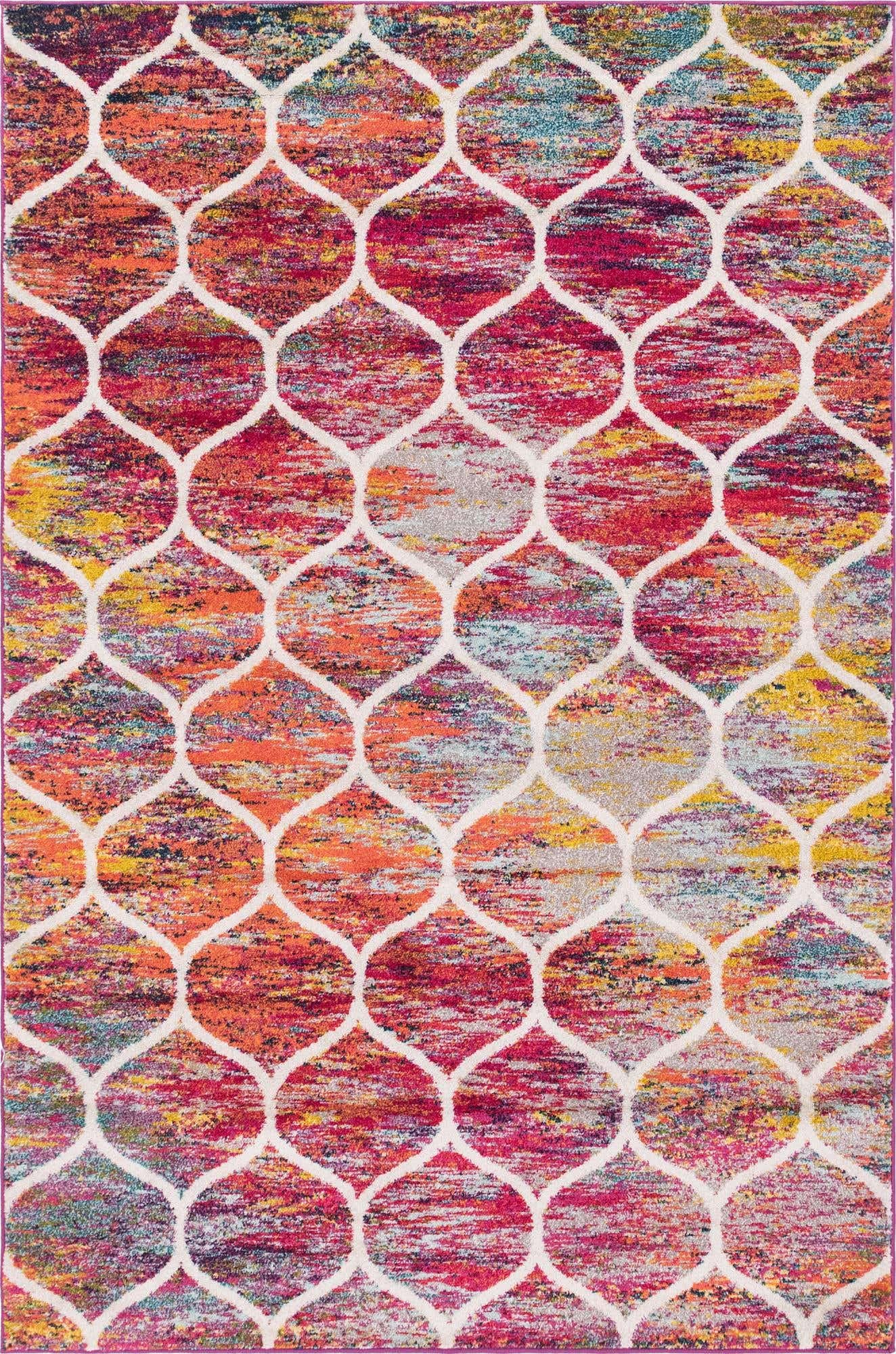 Unique Loom Trellis Frieze Collection Area Rug - Rounded (6' x 9', Multi/ Black)