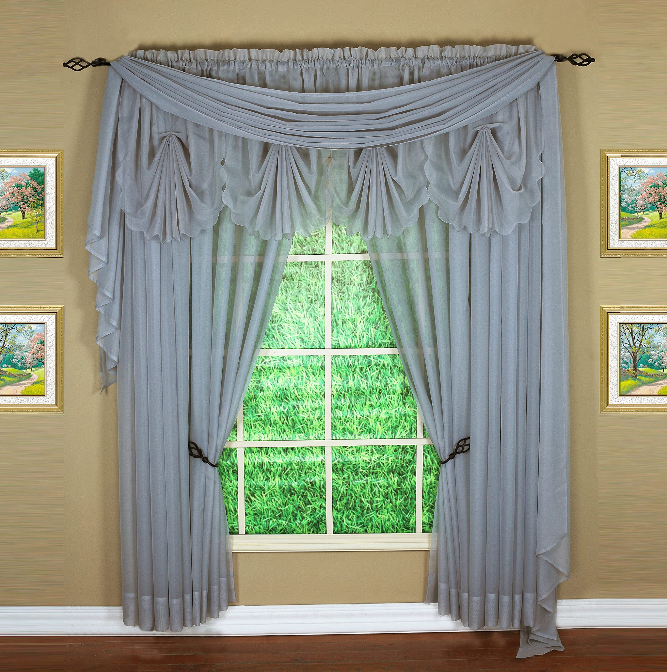 Today'S Curtain Emelia Original Voile Panel 95', Grey, 60' W X 95' L