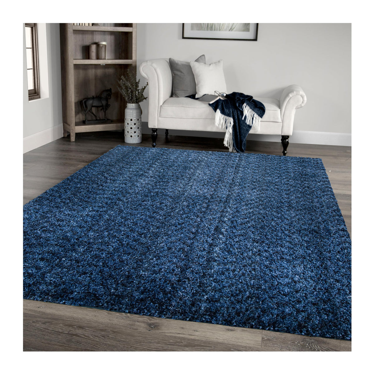 Cotton Tail Solid Plush Rug - 3'11&quot; X 5'5&quot; Blue, Durable, Stain-Resistant, Easy-To-Clean, Soft And Cozy Area Rug For Living Room, Dining Room, Bedroom, And Indoor Home Decor