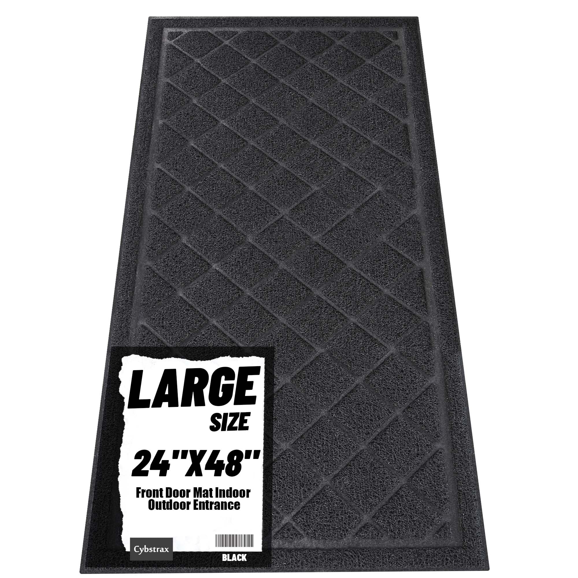 Front Door Mat Indoor Outdoor Entrance, 24 x 48 All-Season Heavy Duty Waterproof Doormat, Non-Slip Absorbent Entryway Mat, Easy 