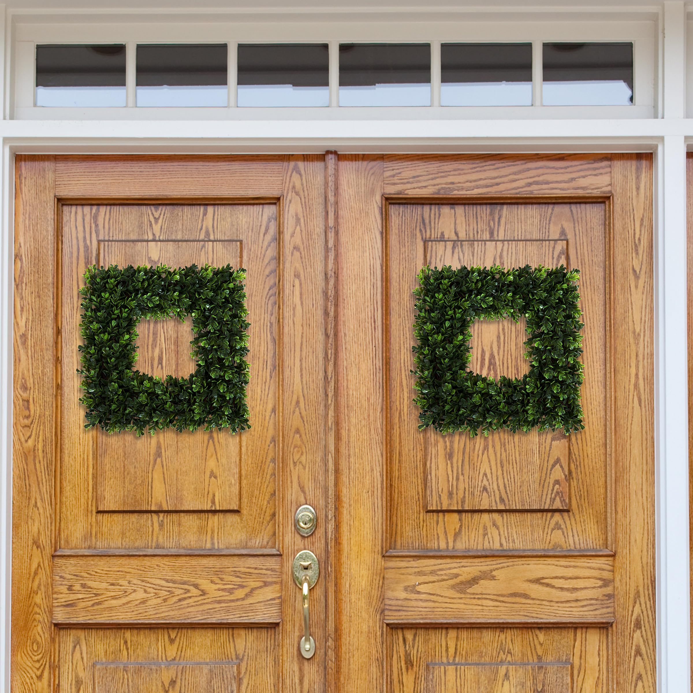 Pure Garden Artificial Boxwood Wreath For Spring, Summer, Winter, Or Fall, 16.5-Inch, Green