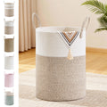 SunNewt 53L Tall Cotton Rope Laundry Basket with Handles, Brown