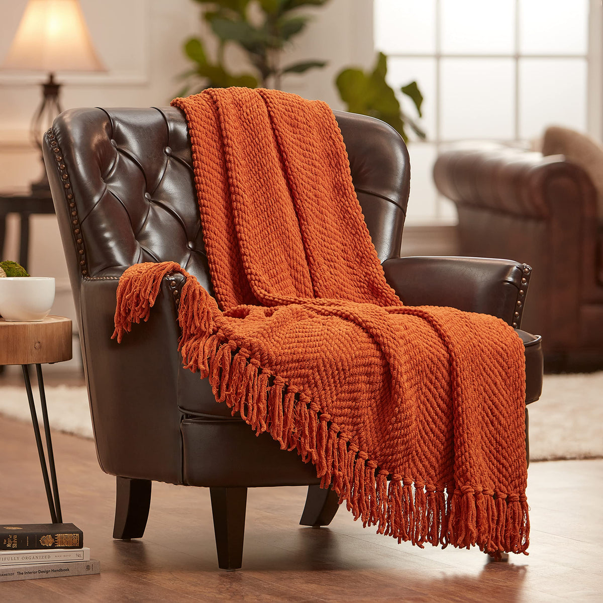 Chanasya Textured Knitted Super Soft Throw Blanket With Tassels - Warm Fluffy Cozy Plush Knit - For Fall Winter Couch Bed Sofa L