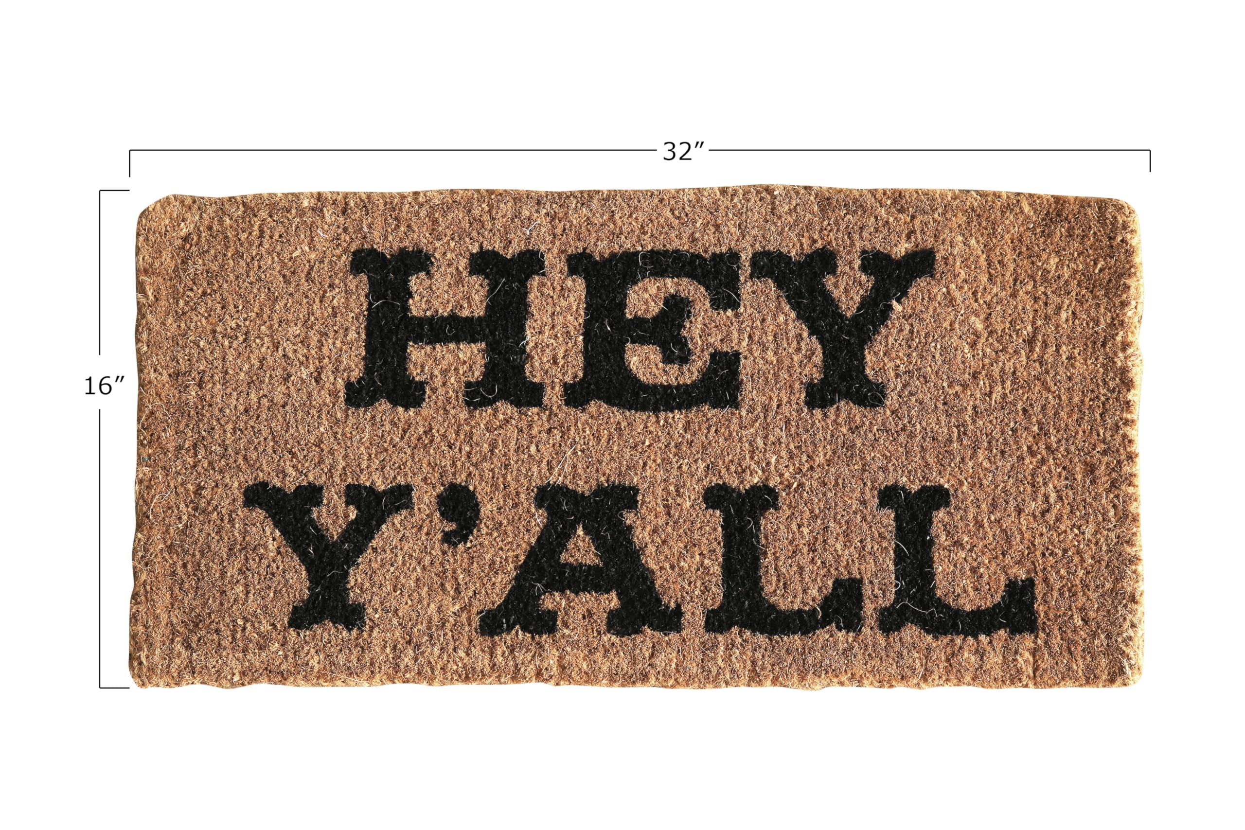 Creative Co-Op 'Hey Y'All Natural Coir Doormat