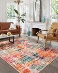 Beeiva Abstract Rugs for Bedroom 4x6, Modern Washable Non Slip Rug Non Skid, Ultra Thin Foldable Soft No Shedding Carpet for Liv