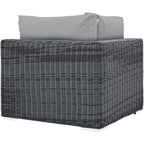 Modway Summon Wicker Rattan Outdoor Patio Sunbrella Corner Sofa in Canvas Gray