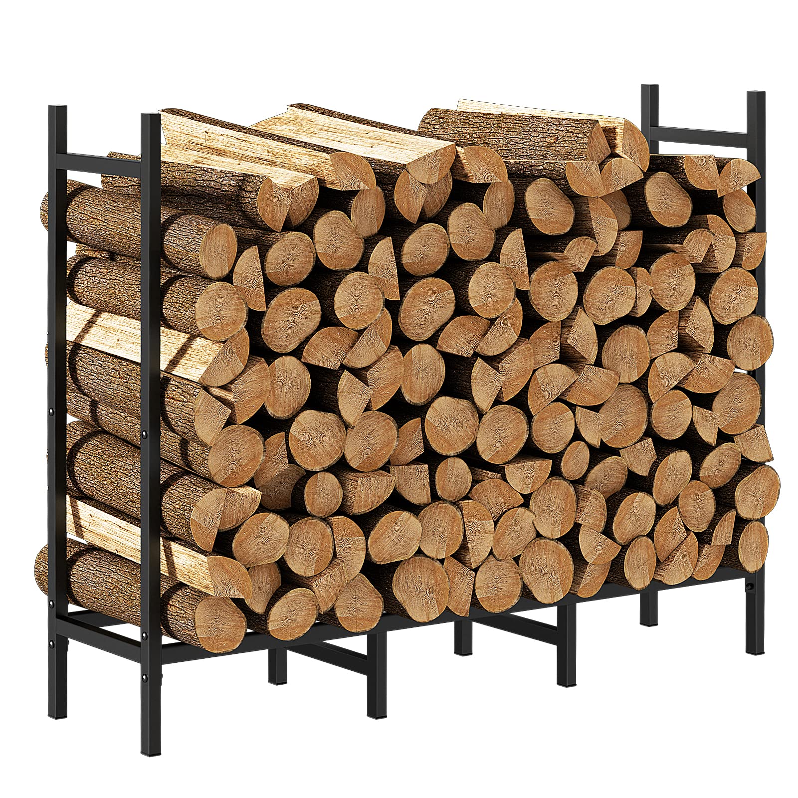 4Ft Outdoor Indoor Firewood Rack Holder For Fireplace Wood Storage, Adjustable Stacker Stand, Heavy Duty Fire Logs Stand Stacker
